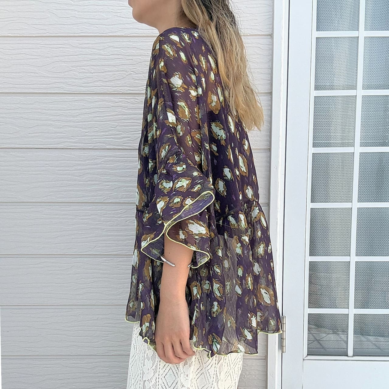 ソフトフローブラウス パープル系 Free
