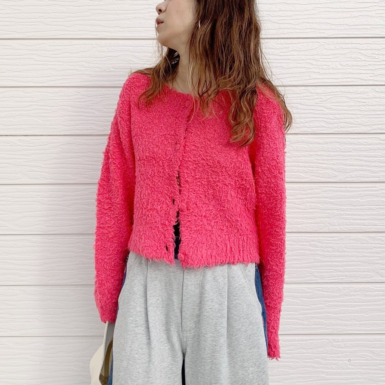 コットンシャギーカーデ ブルー Free