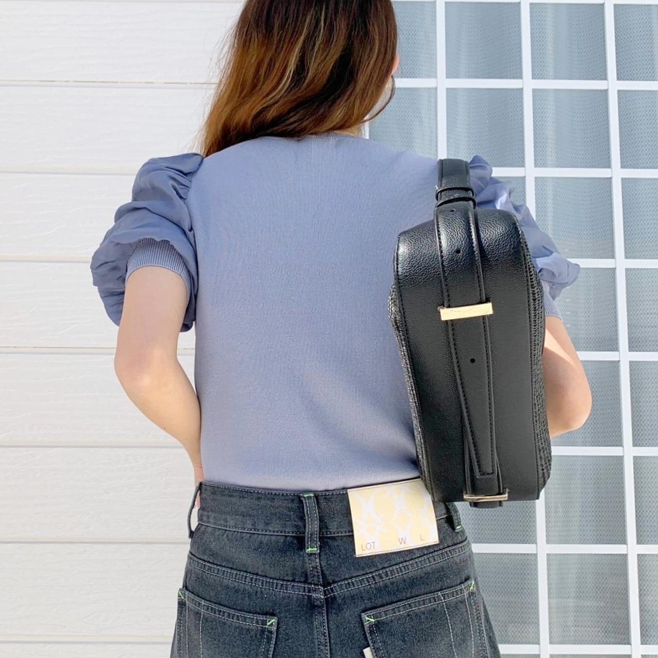 シアーギャザードッキングニット ブルー Free