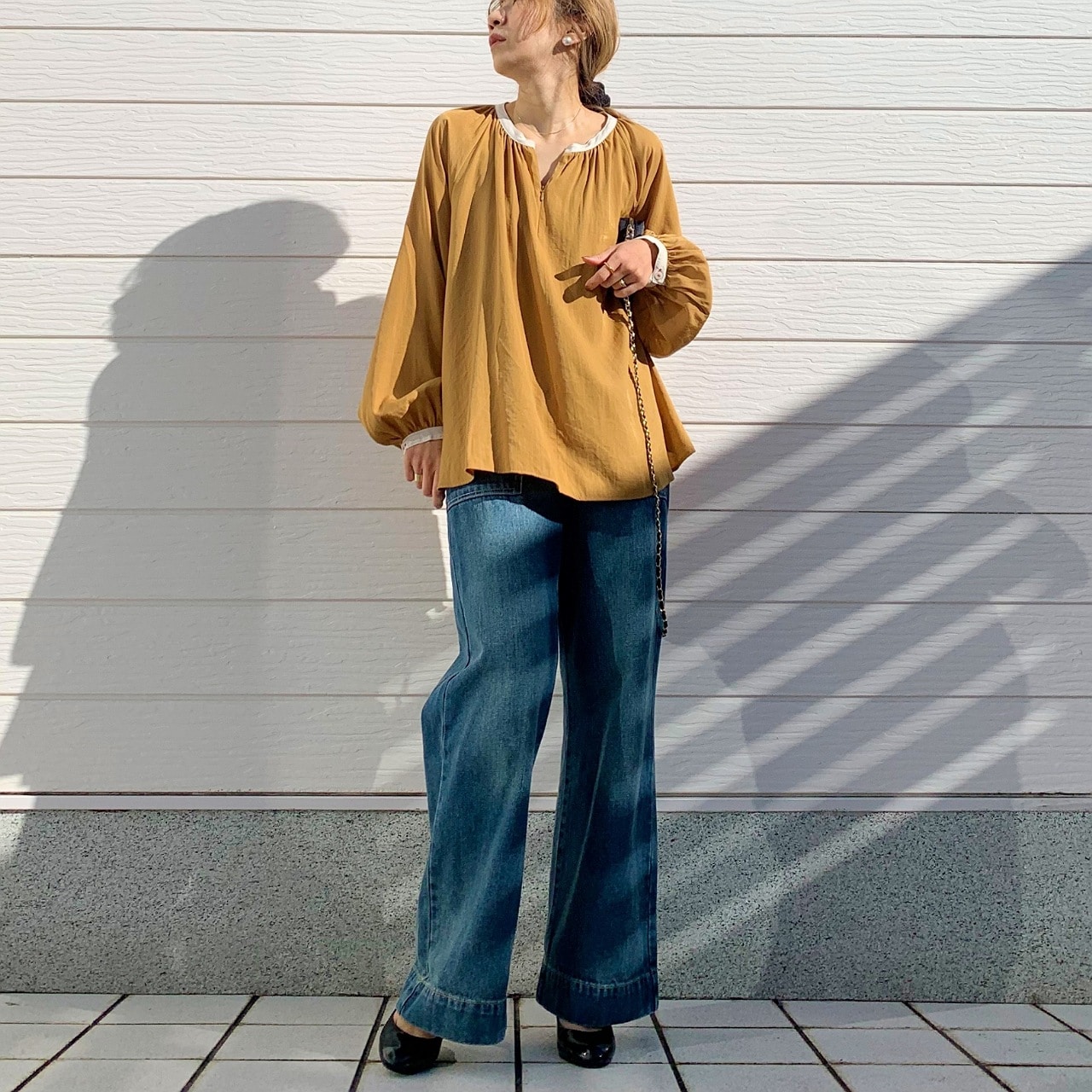 フロントZIPギャザーブラウス テラコッタ Free