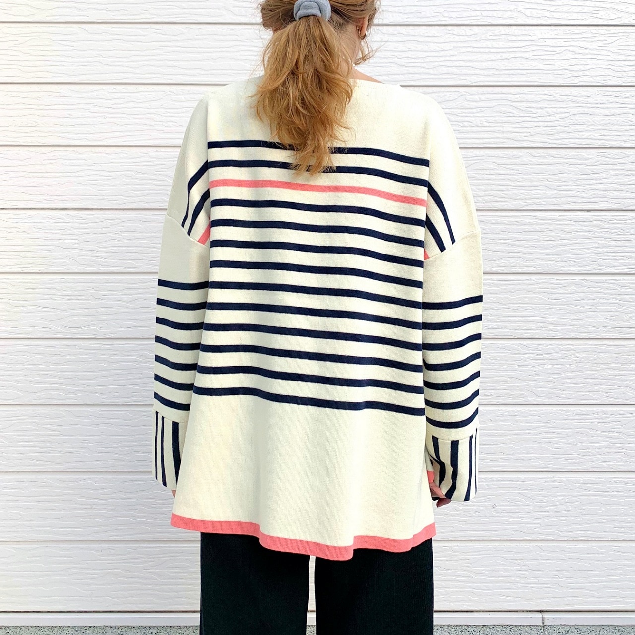 パネルボーダーニット ピンク Free