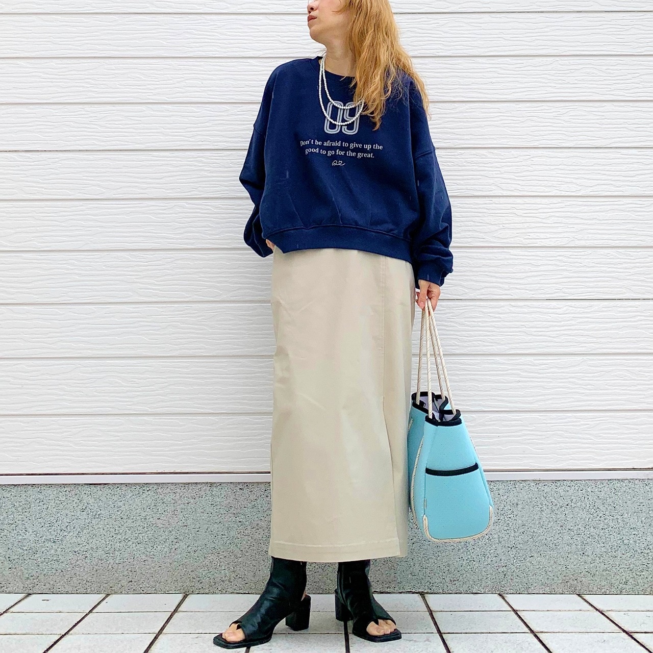 裏毛09プリントトレーナー ネイビー Free