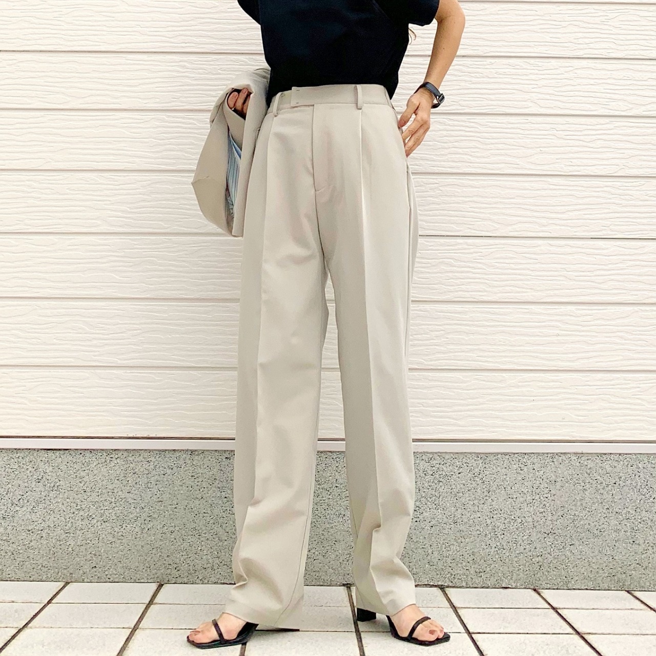 【セットアップ対応アイテム】TRストレッチストレートパンツ チャコールグレー Free