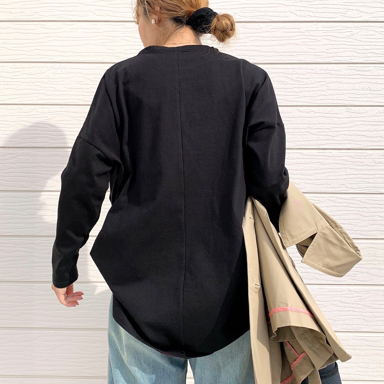 スクエア箔ロンT ブラック Free