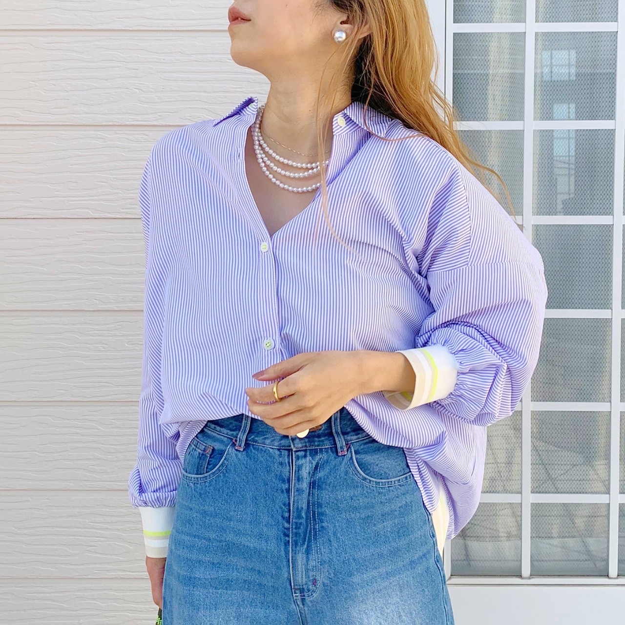 リブドッキングシャツ ホワイト Free