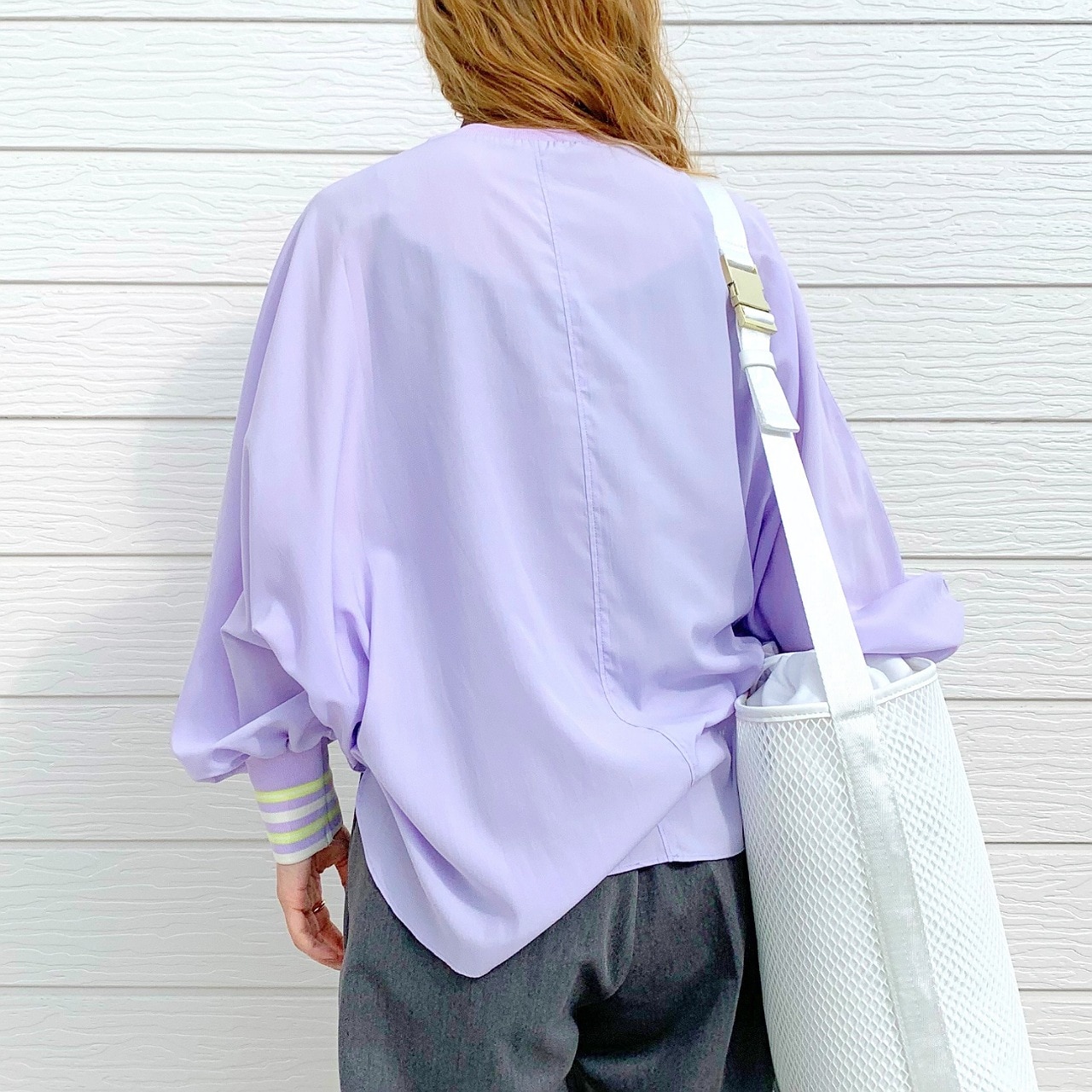 ドルマンリブブラウス ラベンダー Free