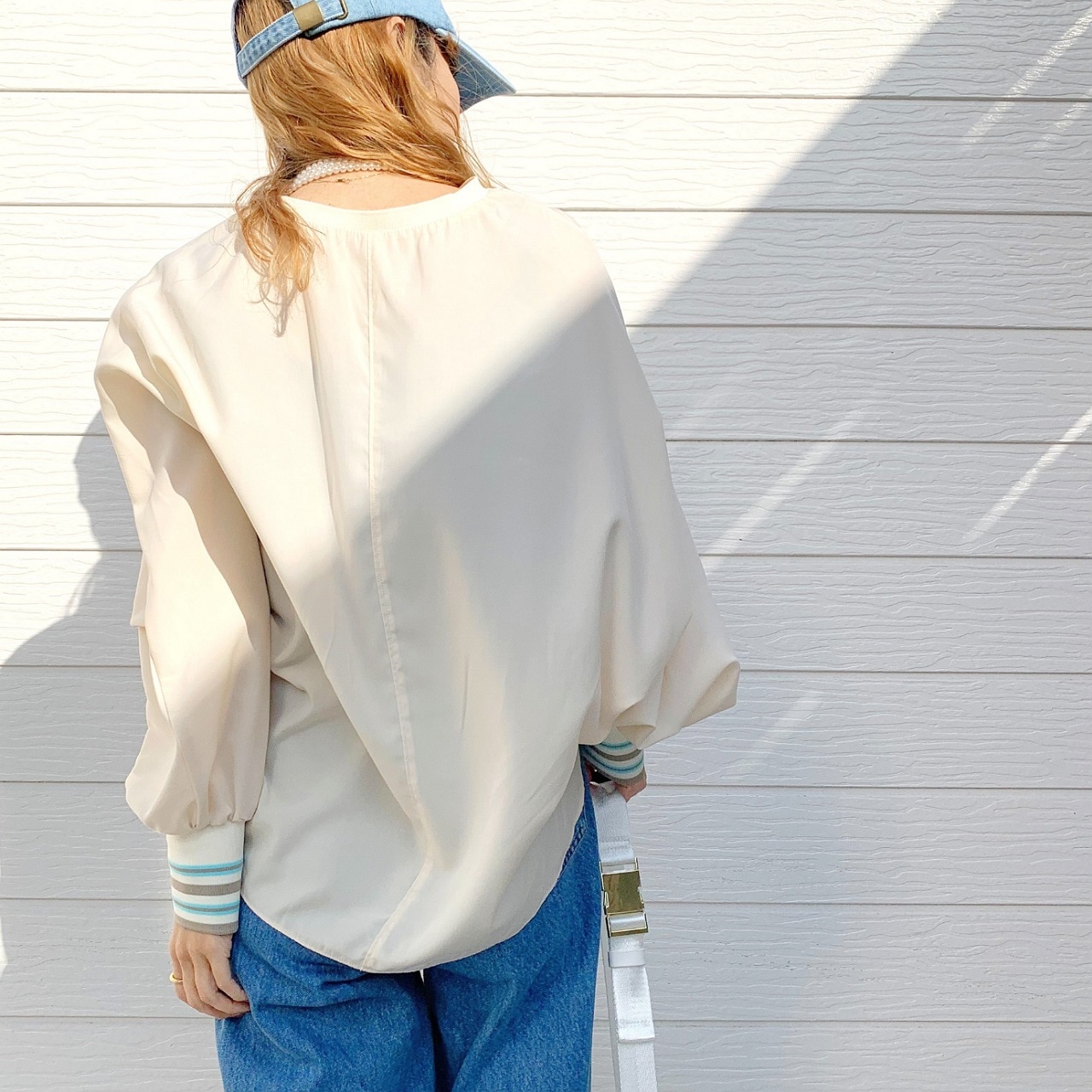 ドルマンリブブラウス アイボリー Free