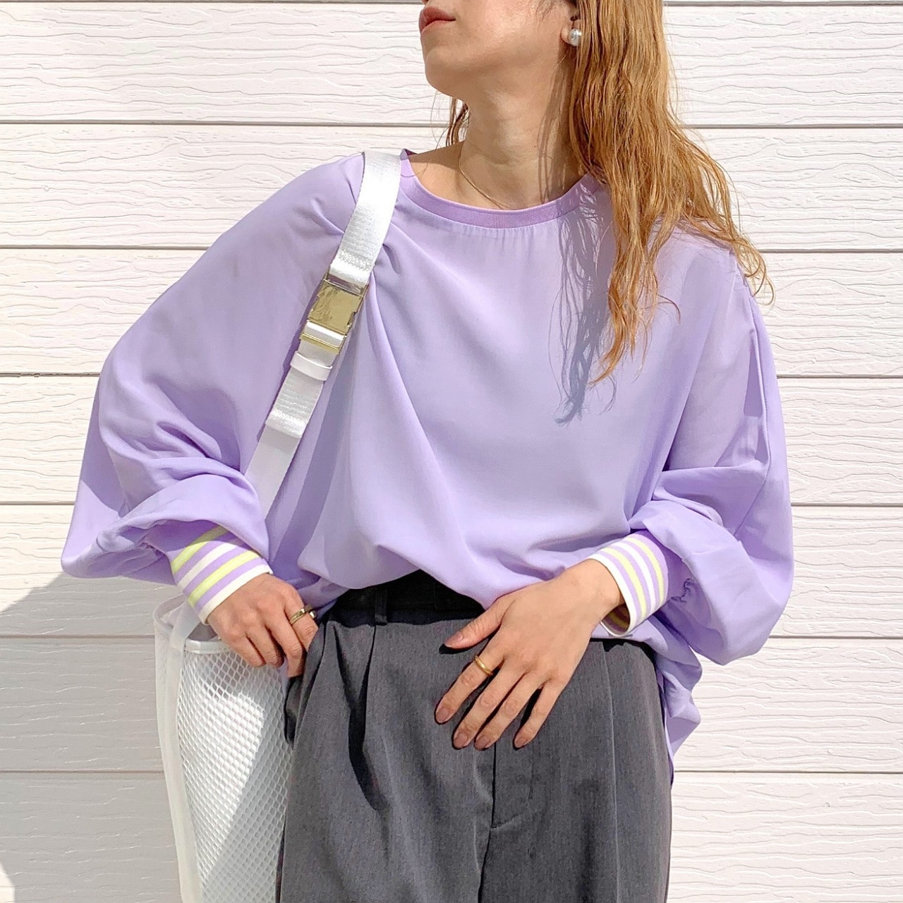 ドルマンリブブラウス カーキ Free