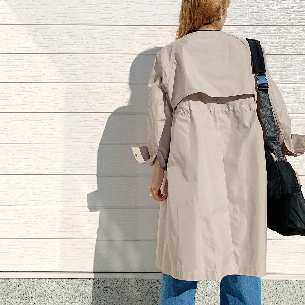 ノーカラードット釦コート ベージュ Free