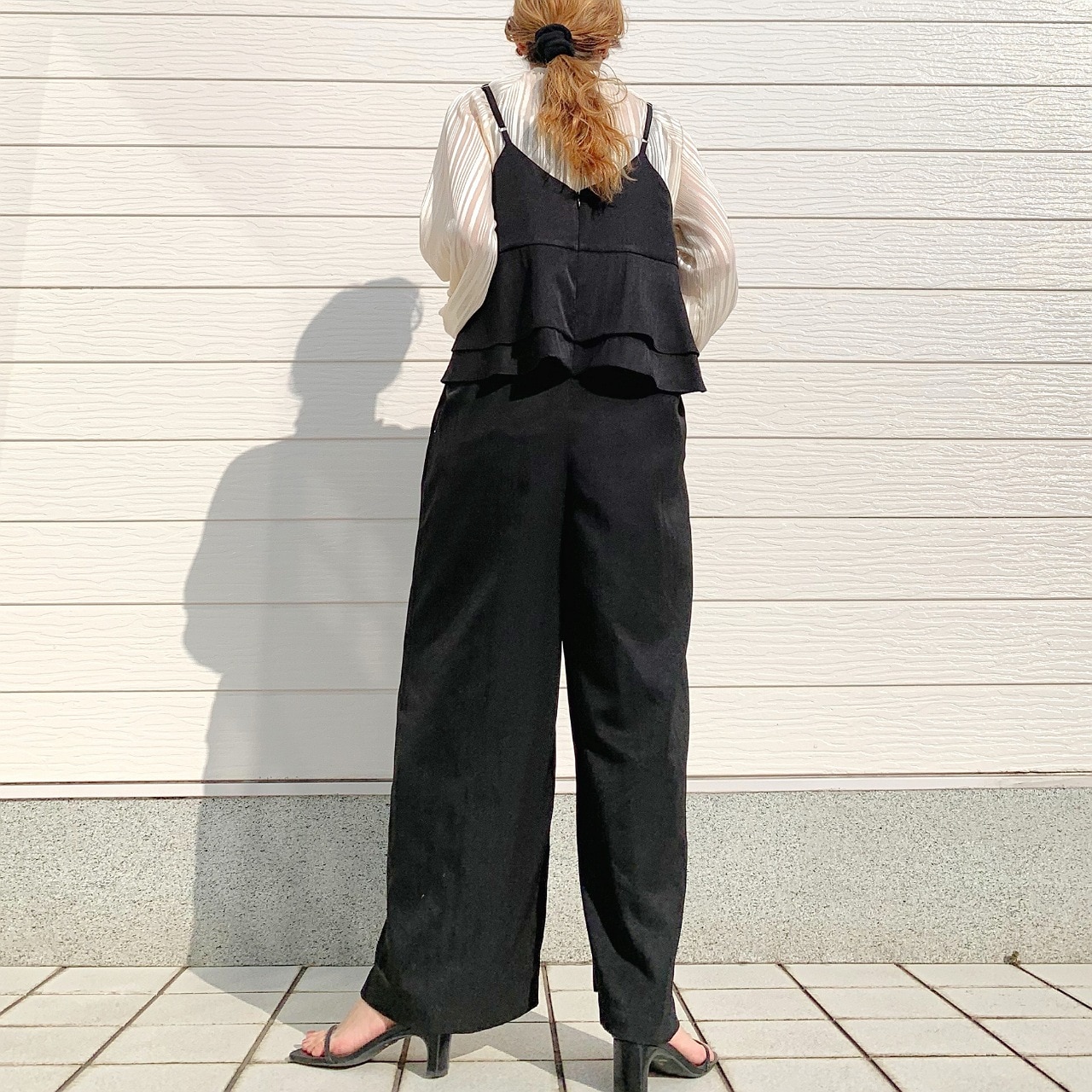 バックフリルキャミサロペット ブラック Free