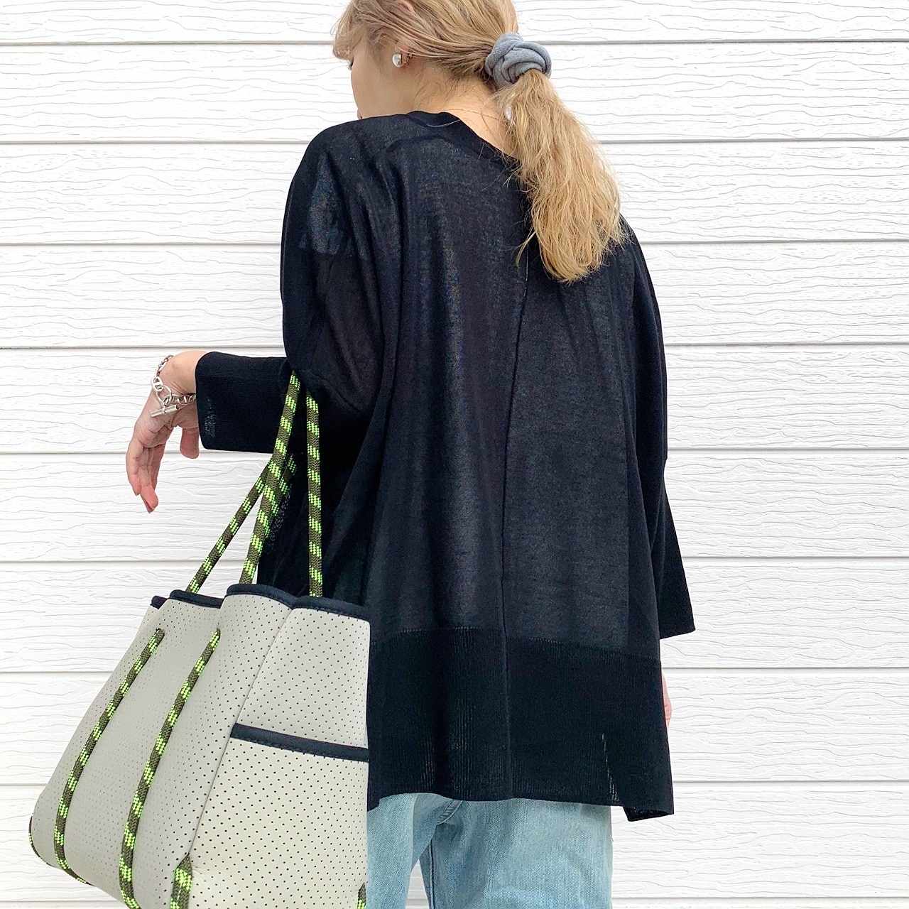 接触冷感ボックスカーデ ブラック Free