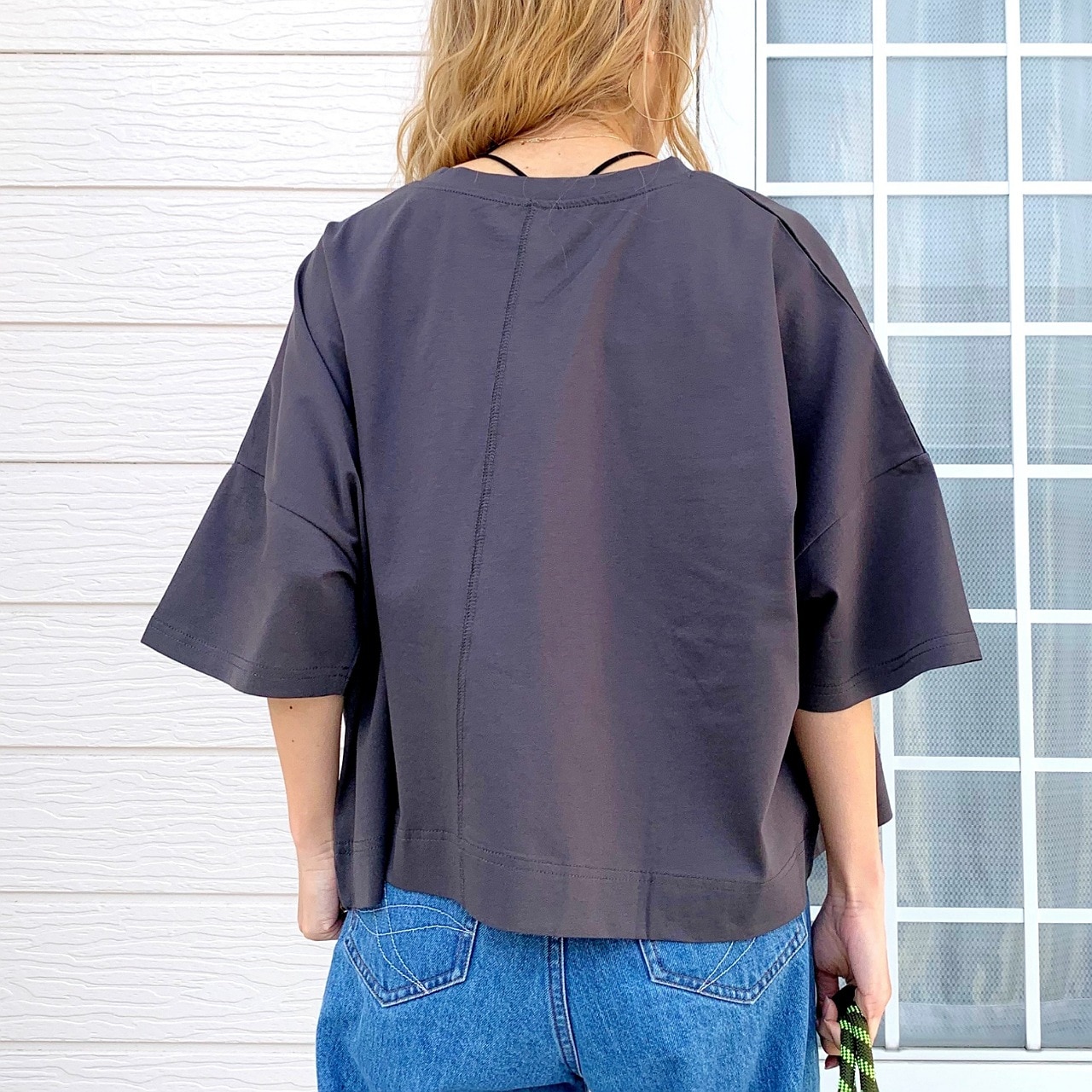 ドライタッチコットントップス チャコールグレー Free