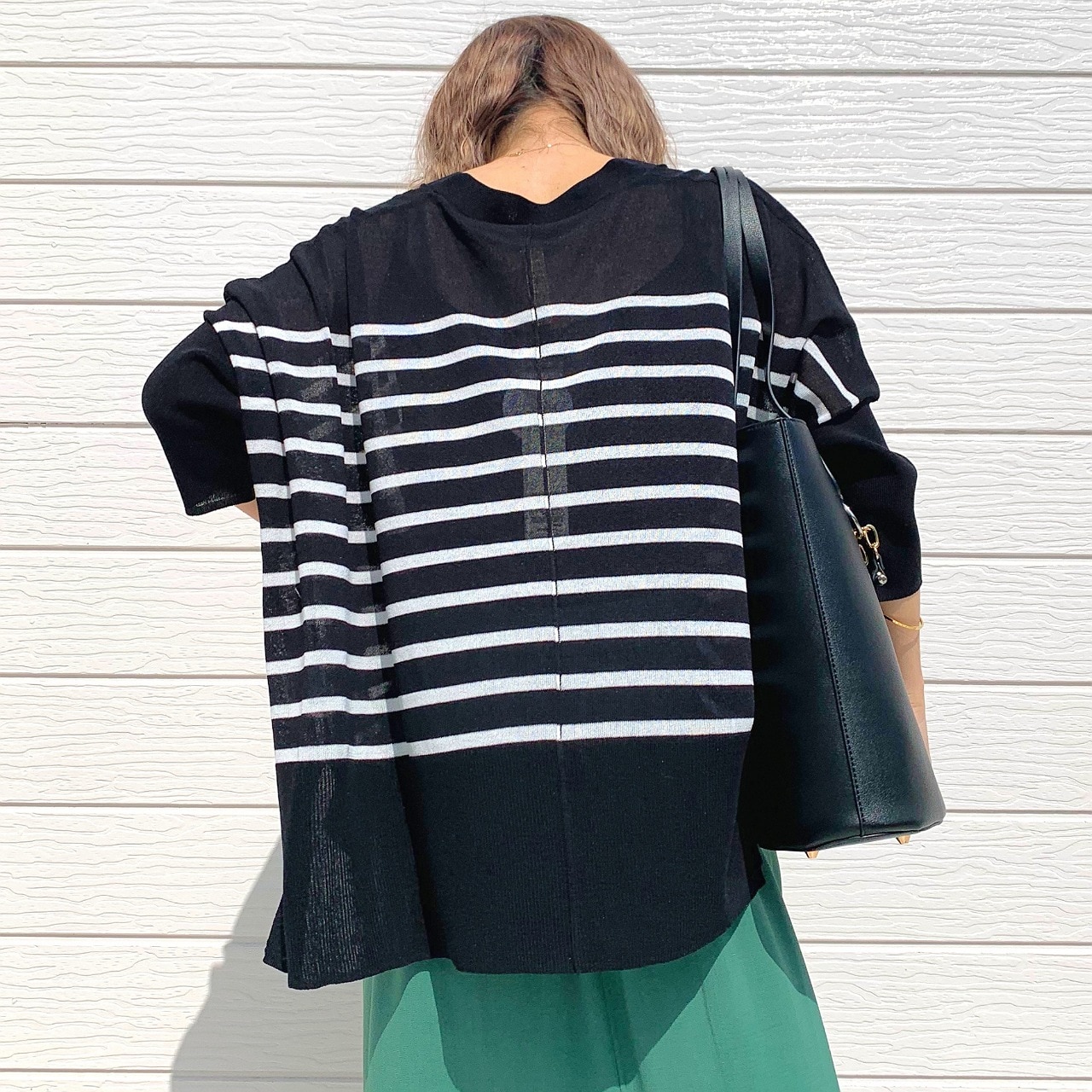 接触冷感ボックスカーデ ボーダー Free