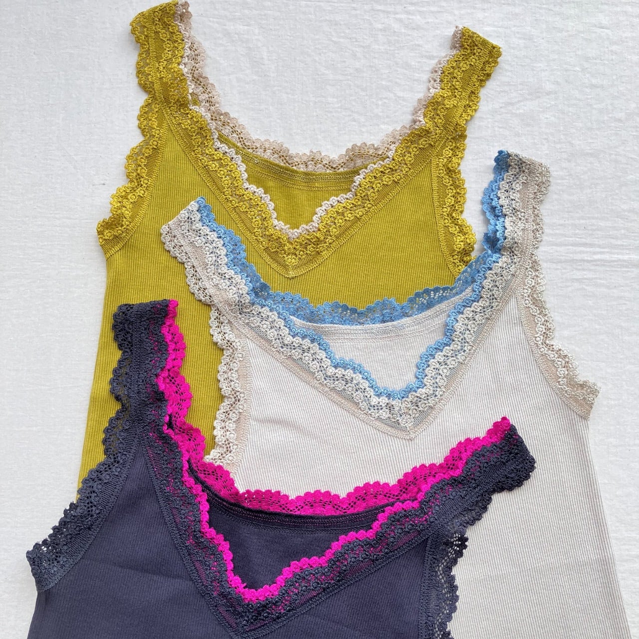 【定番】バイカラーテレコタンク マスタード Free