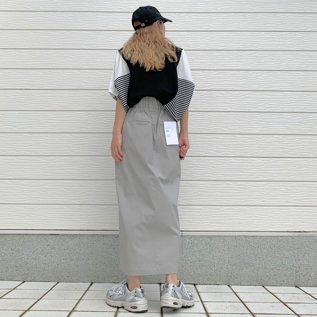 ストレッチタイトスカート ライトグレー Free