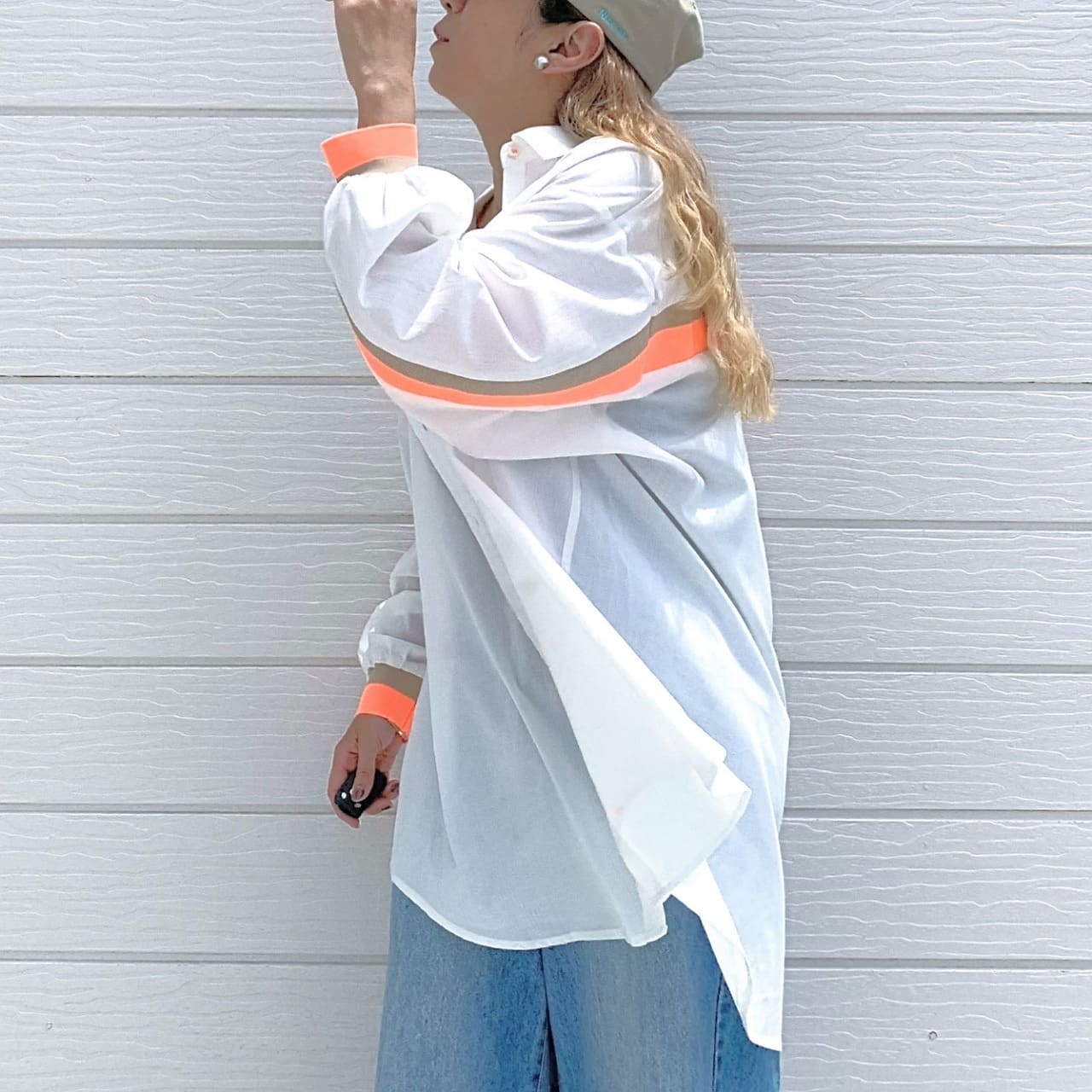 ヨークリブドッキングシャツ ホワイト Free