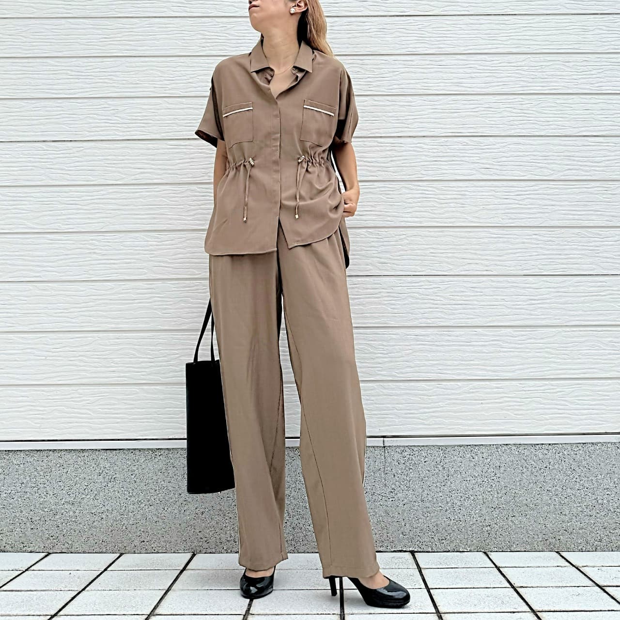 【セットアップ対応アイテム】ポプリンテーパードパンツ ブラウン Free