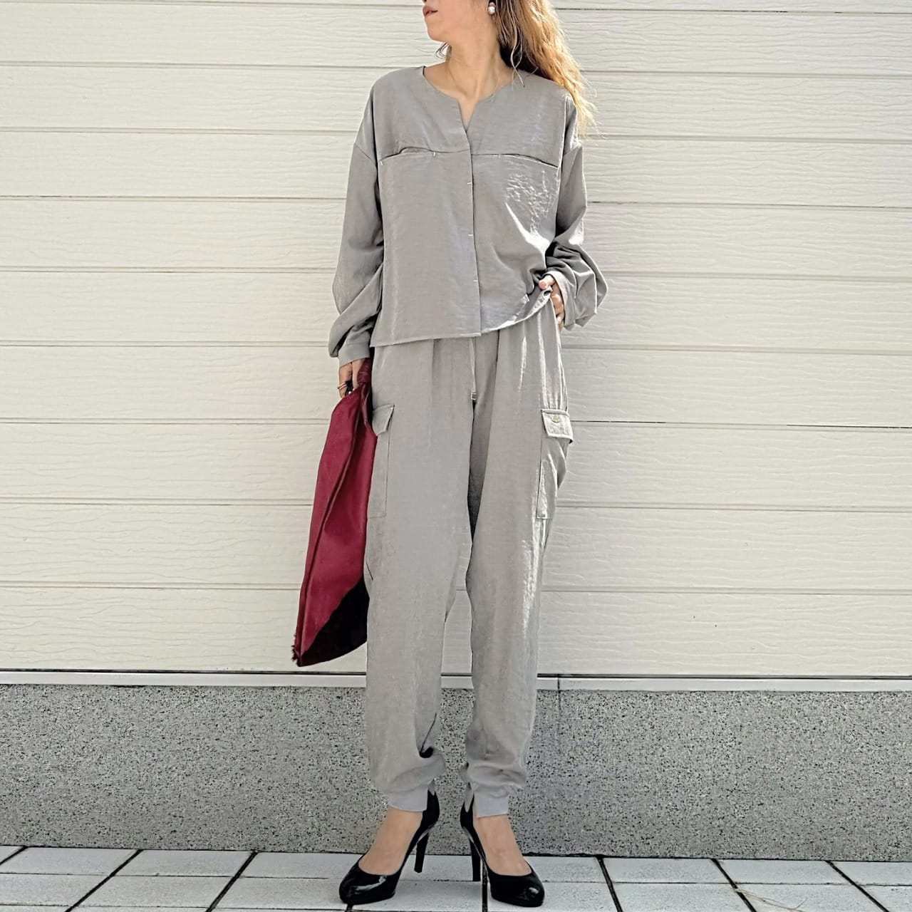 【セットアップ対応アイテム】ピーチタッチジョガーパンツ カーキ Free