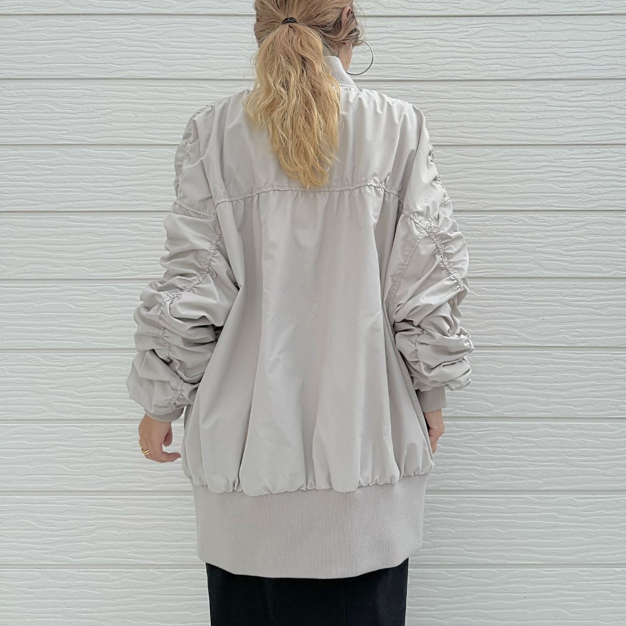 MA-1ギャザーブルゾン グレージュ Free