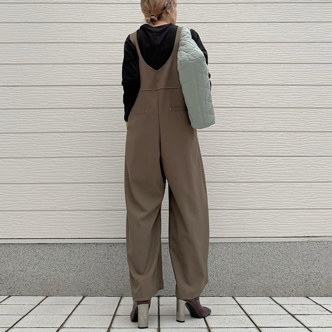 ショルダーベルトサロペット ブラウン Free