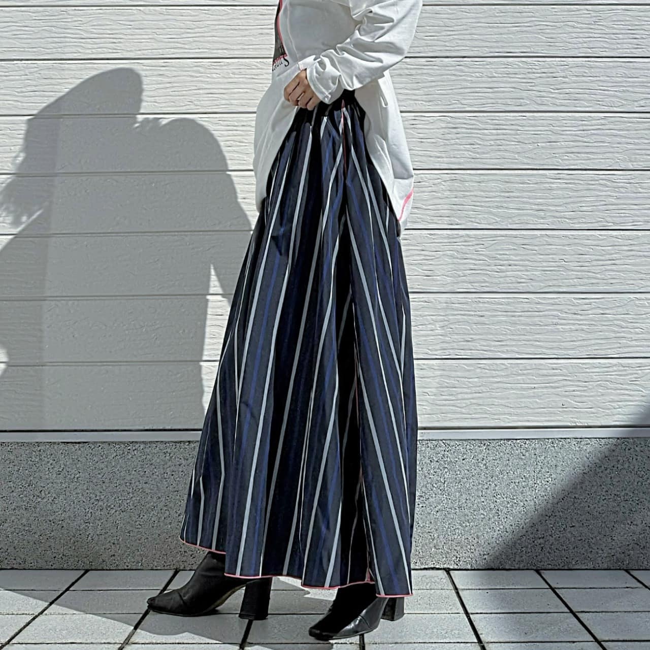 メモリーマルチストライプスカート ネイビー Free