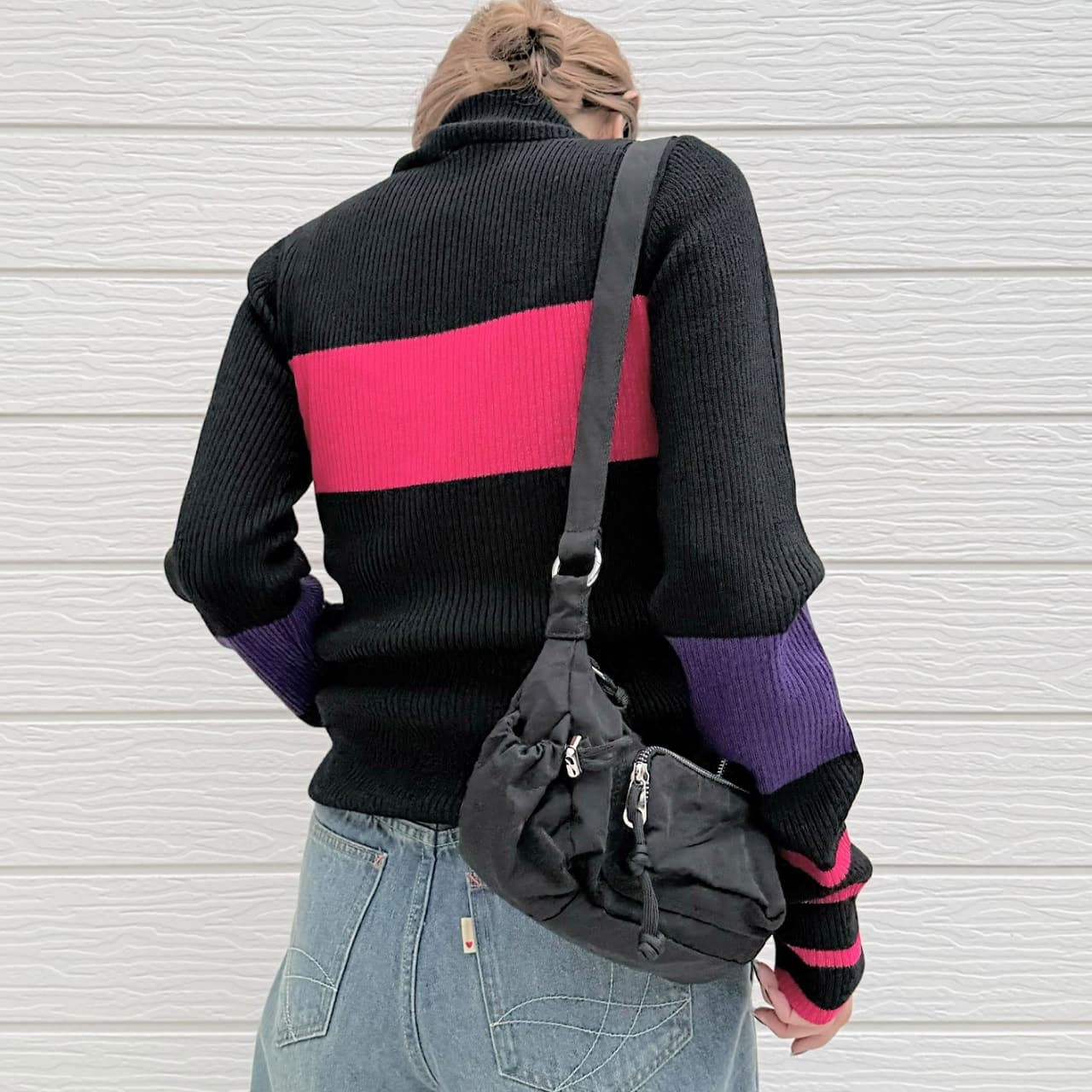 リブタートルカラーニット ブラック Free