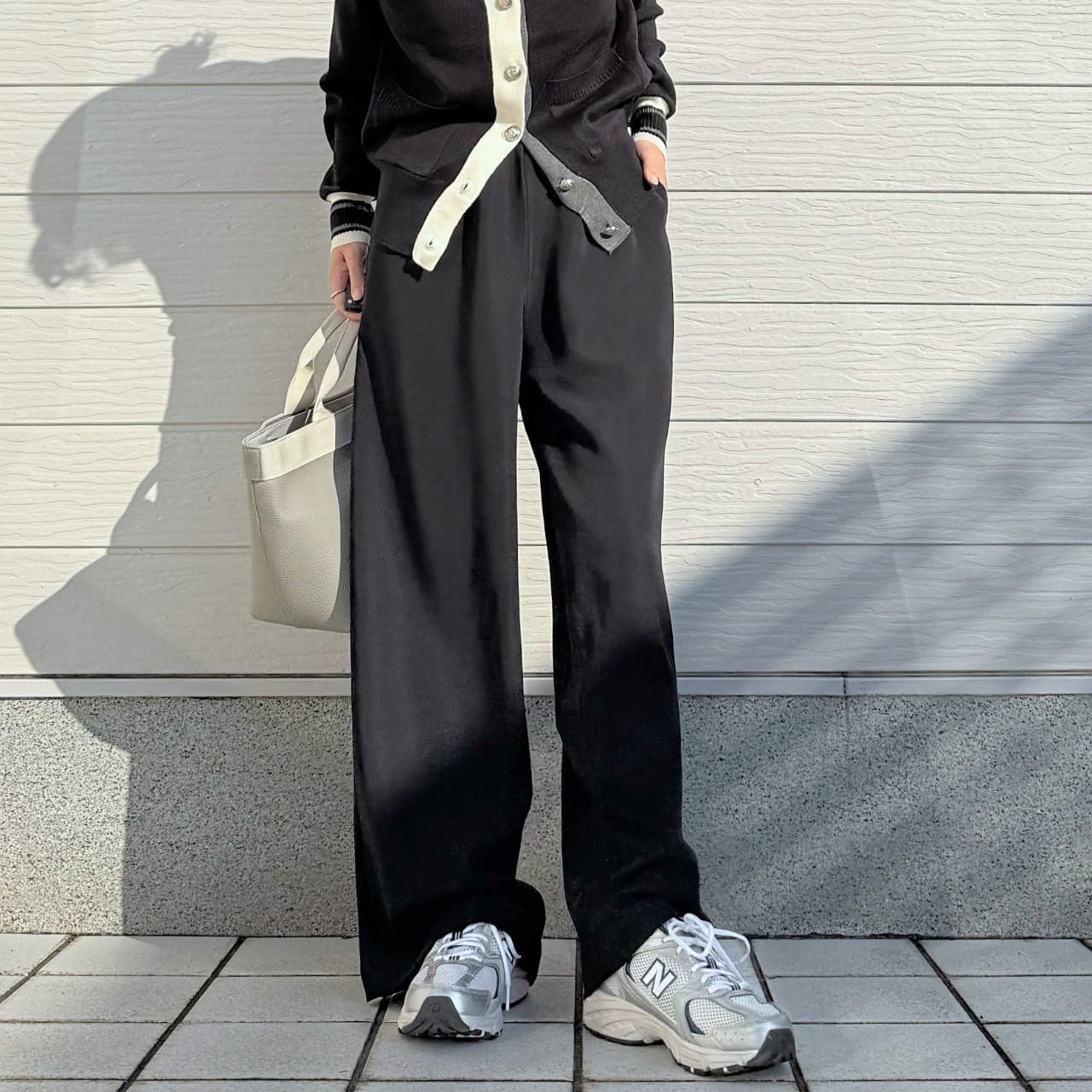 ウエストギャザーワイドパンツ ブラック Free