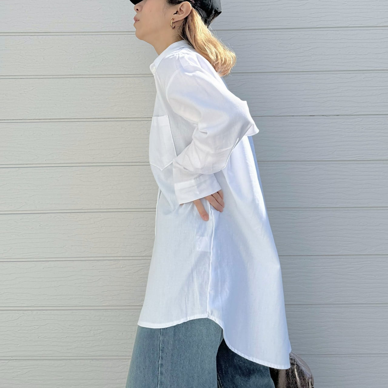 トリコロールスリットシャツ ホワイト Free