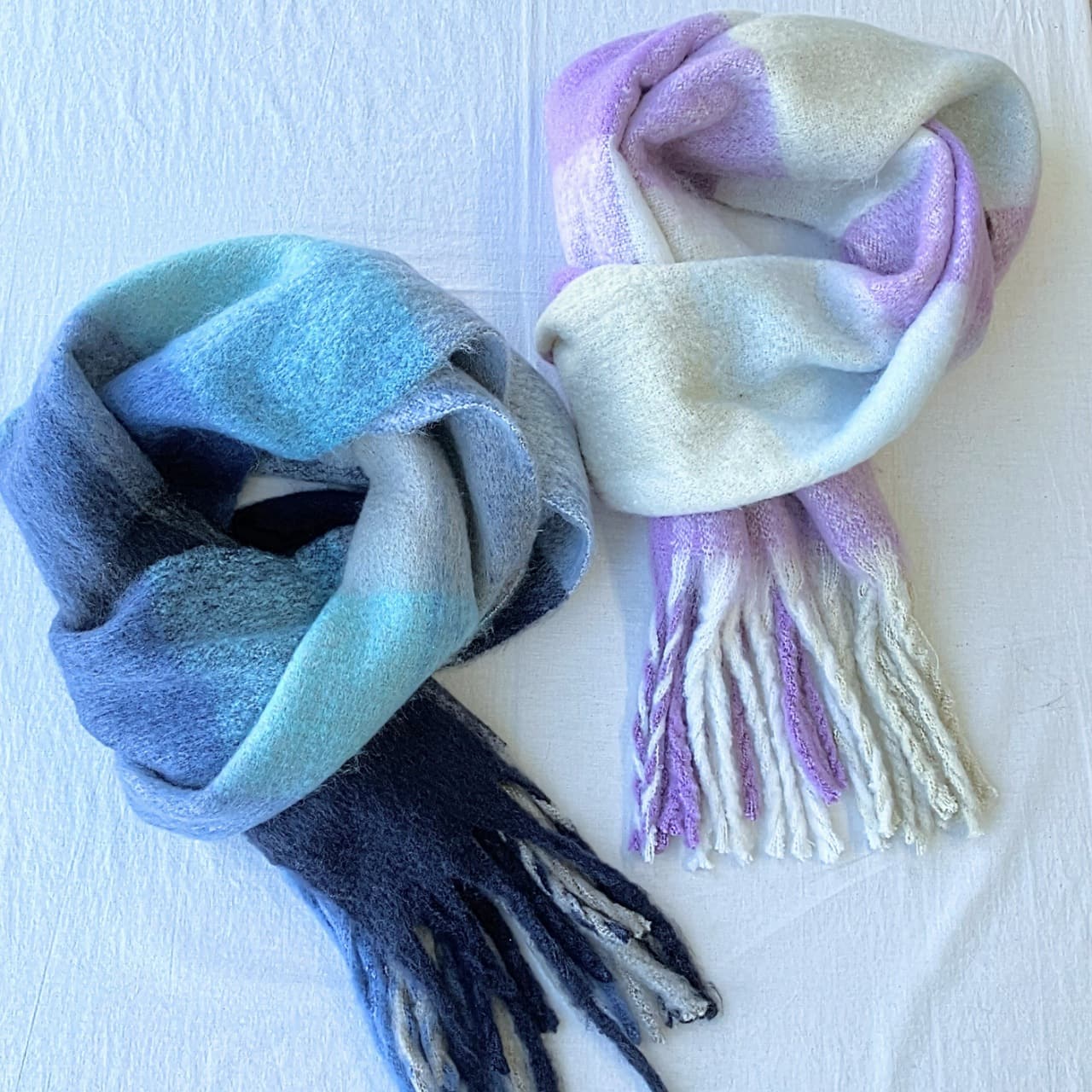 ボリュームチェックマフラー パープル Free