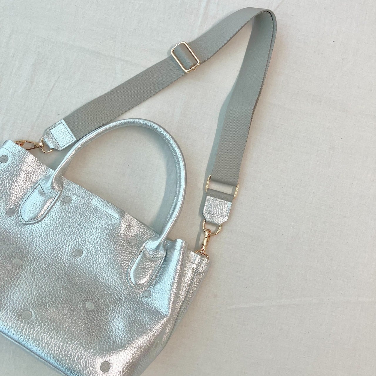 牛革ドット2wayトート シルバー Free