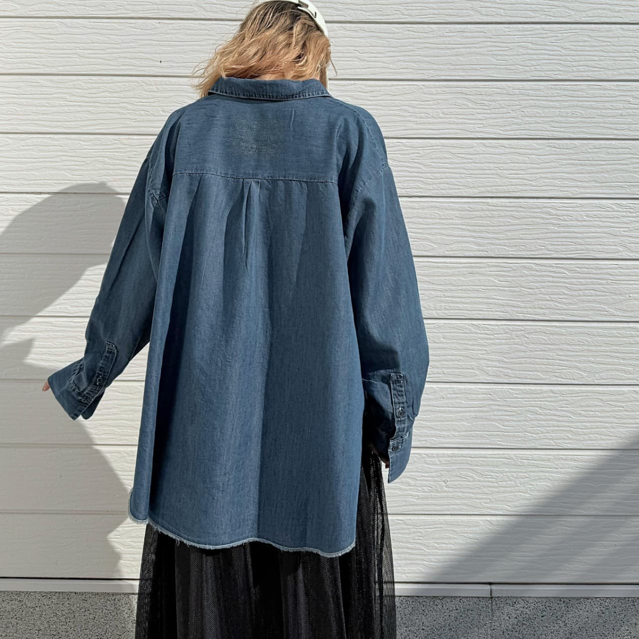 デニムスキッパーシャツ インディゴ Free