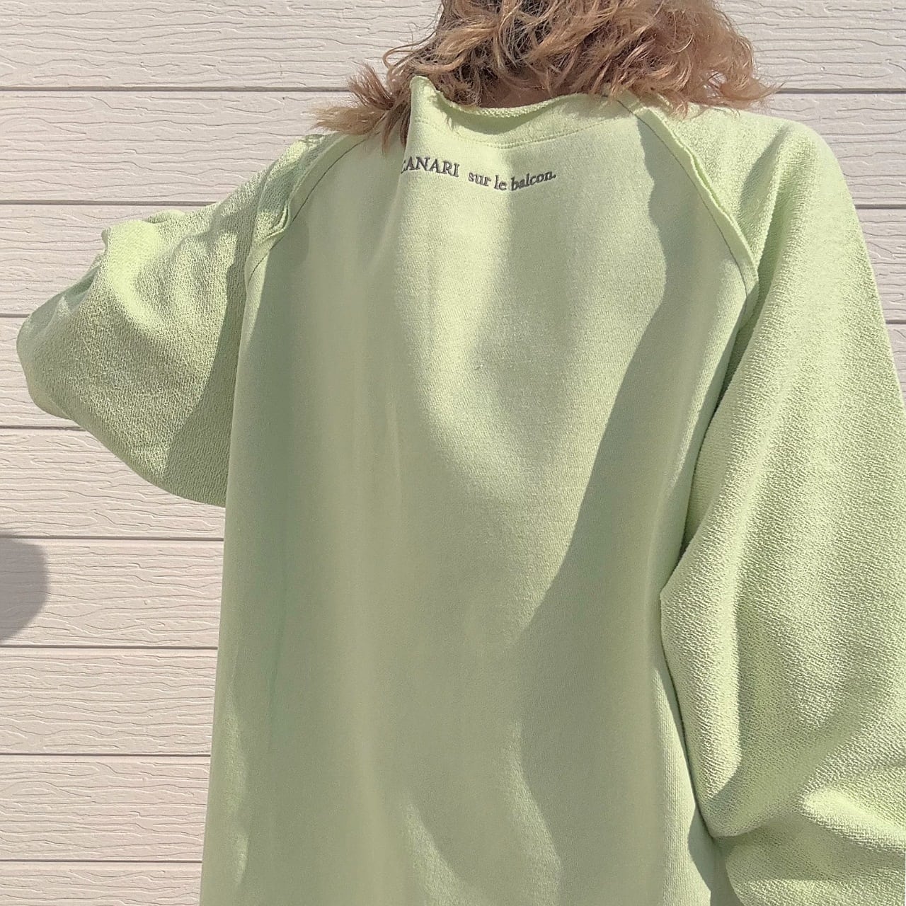 ボートネックラグラン裏毛トップス ライトグリーン Free