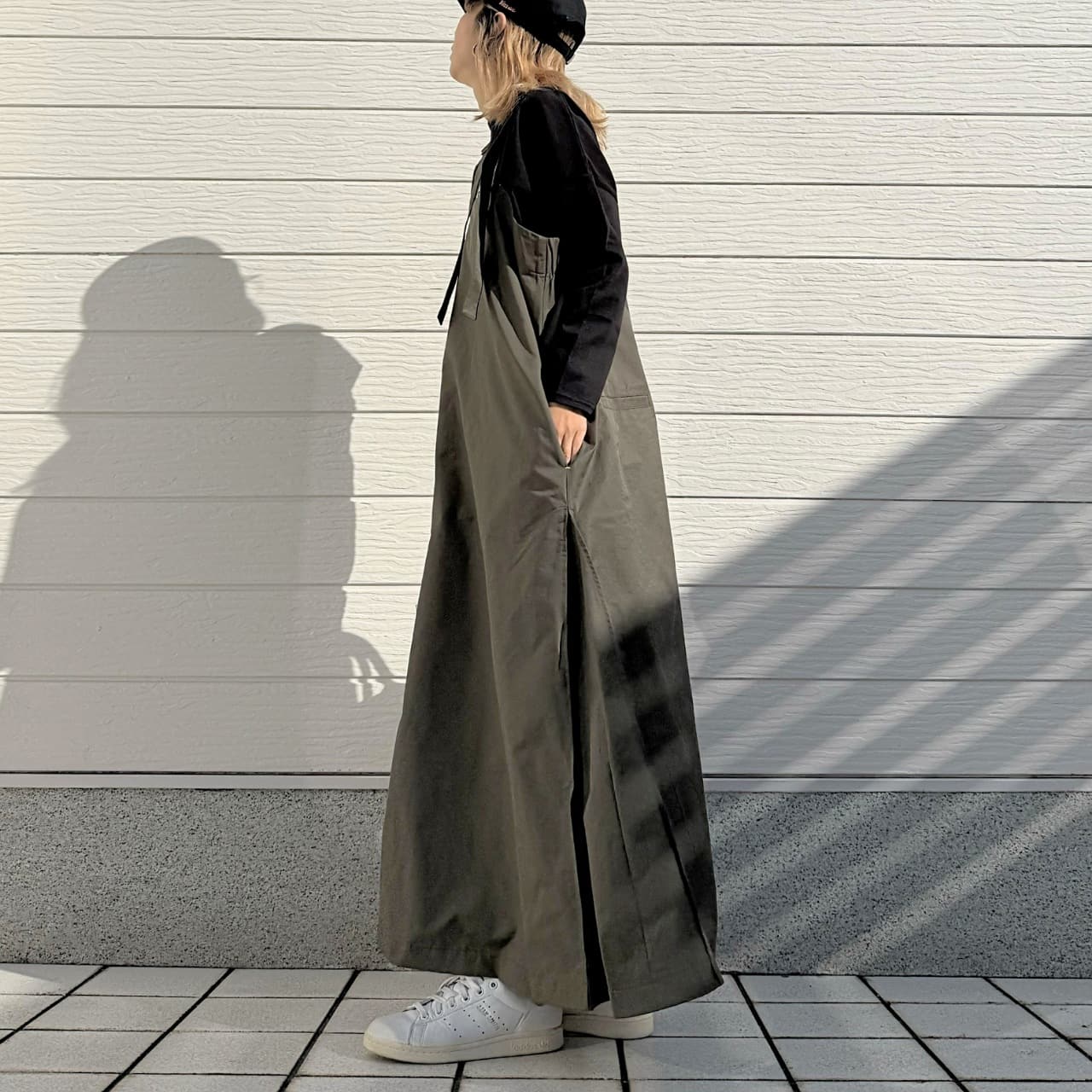 バックドッキングプリーツワンピース カーキ Free