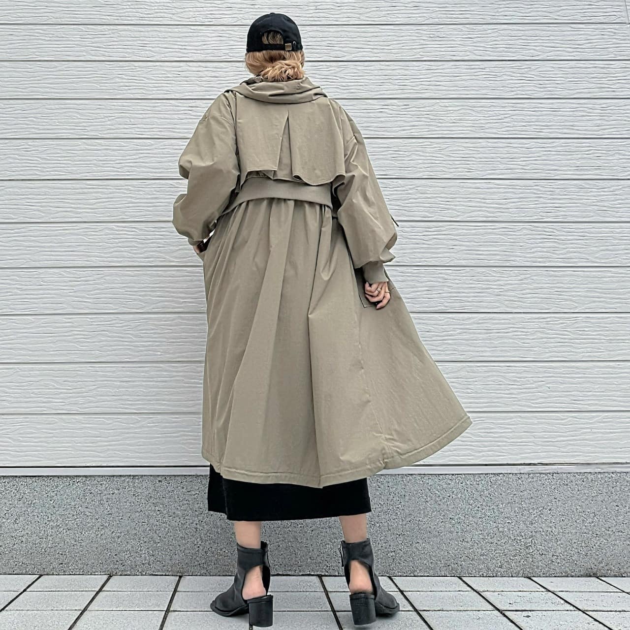 リブドッキングミリタリーコート カーキ Free