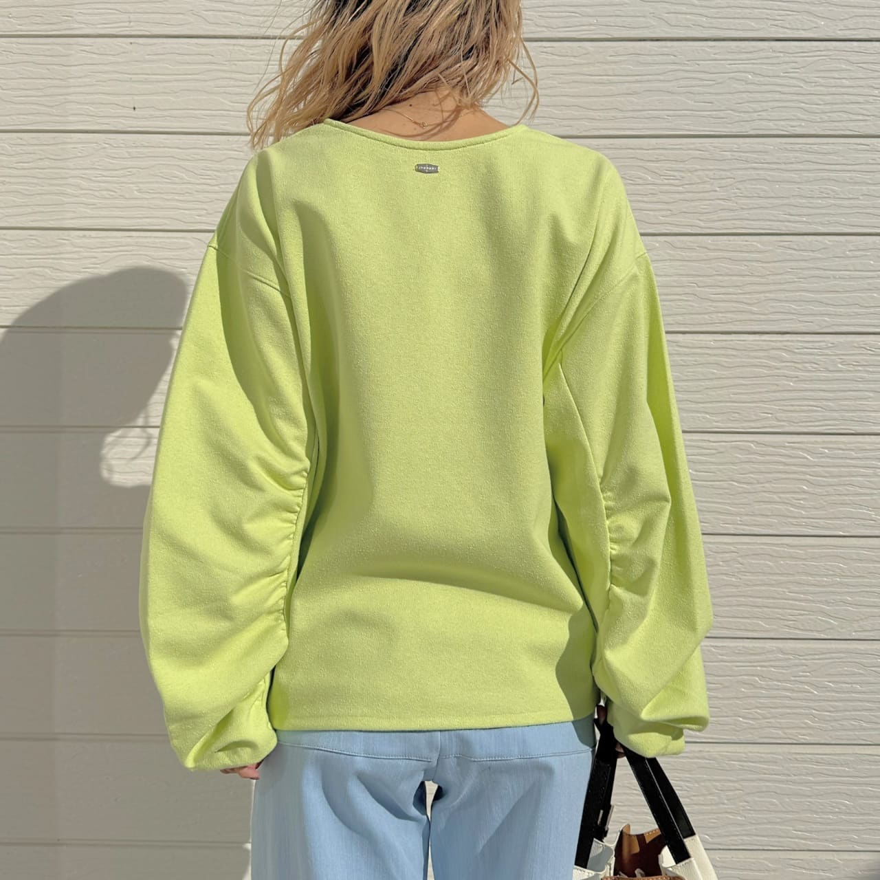 ブークレダンボールディープVネックトップス ライム Free