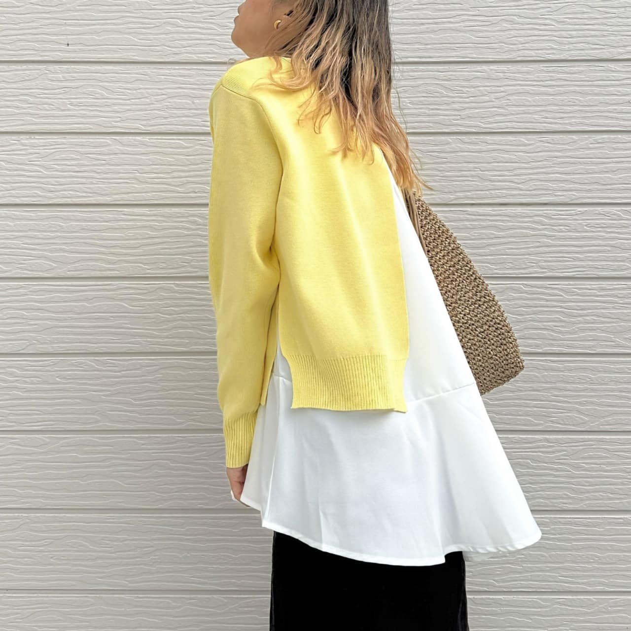 フレアタンクレイヤードニット イエロー Free