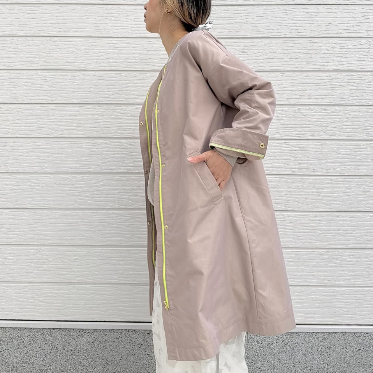 ノーカラーツイルコート ベージュ Free