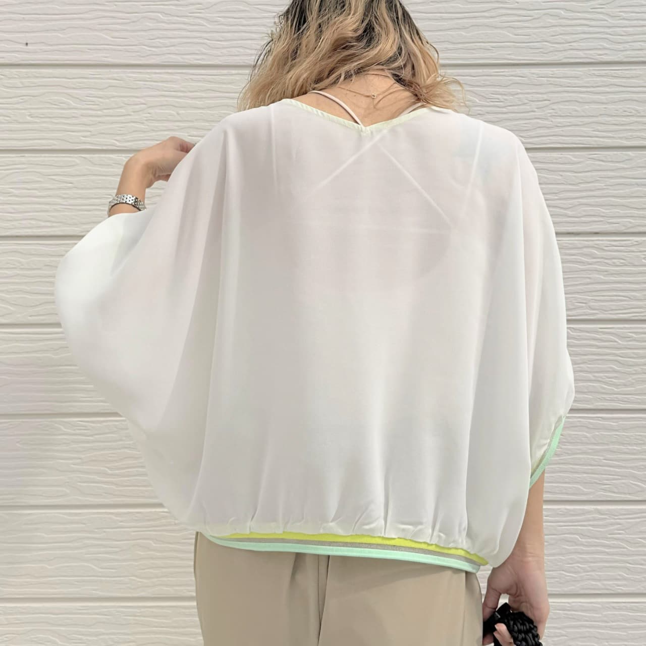 リブヘムライントップス ホワイト Free