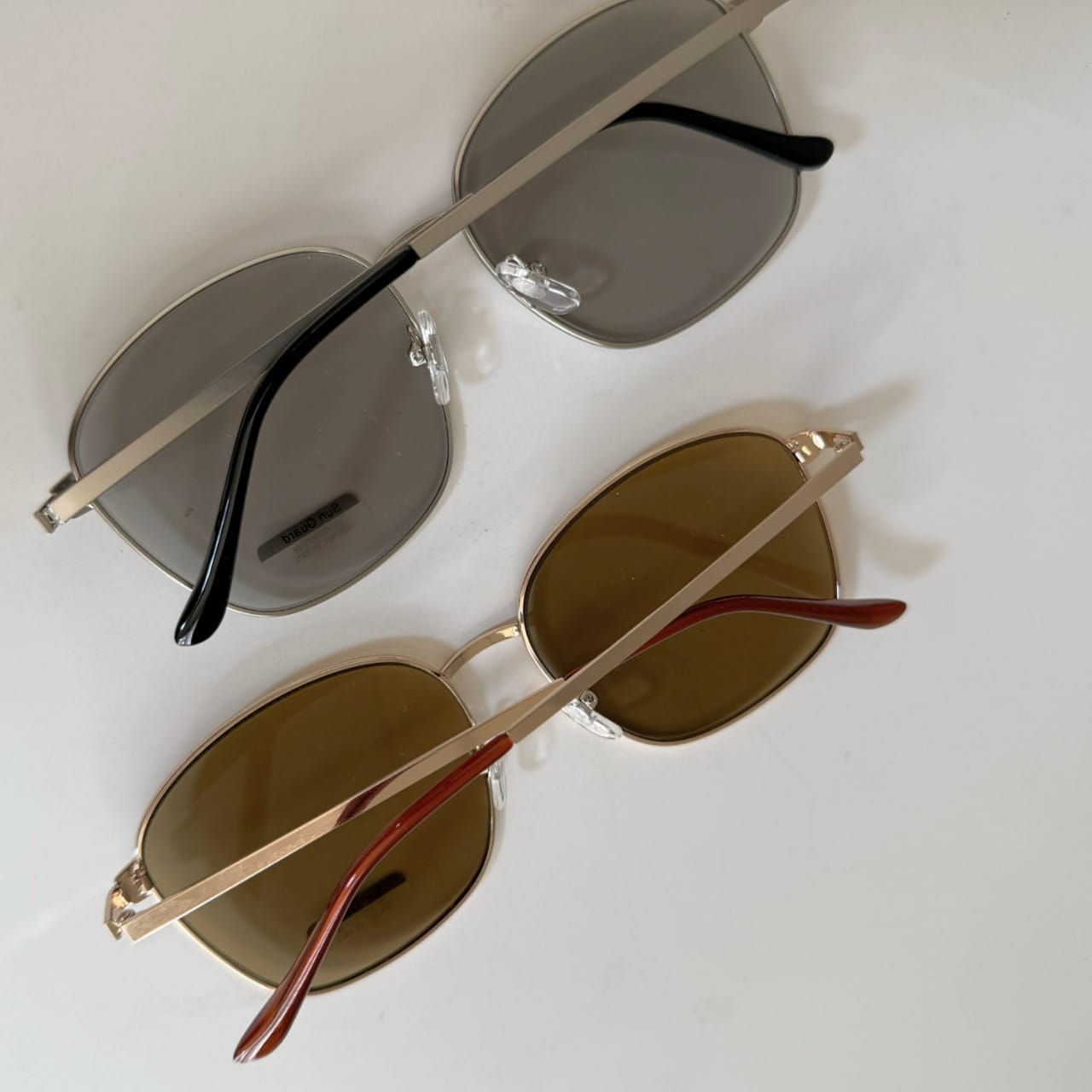 メタル細フレームサングラス グレー Free