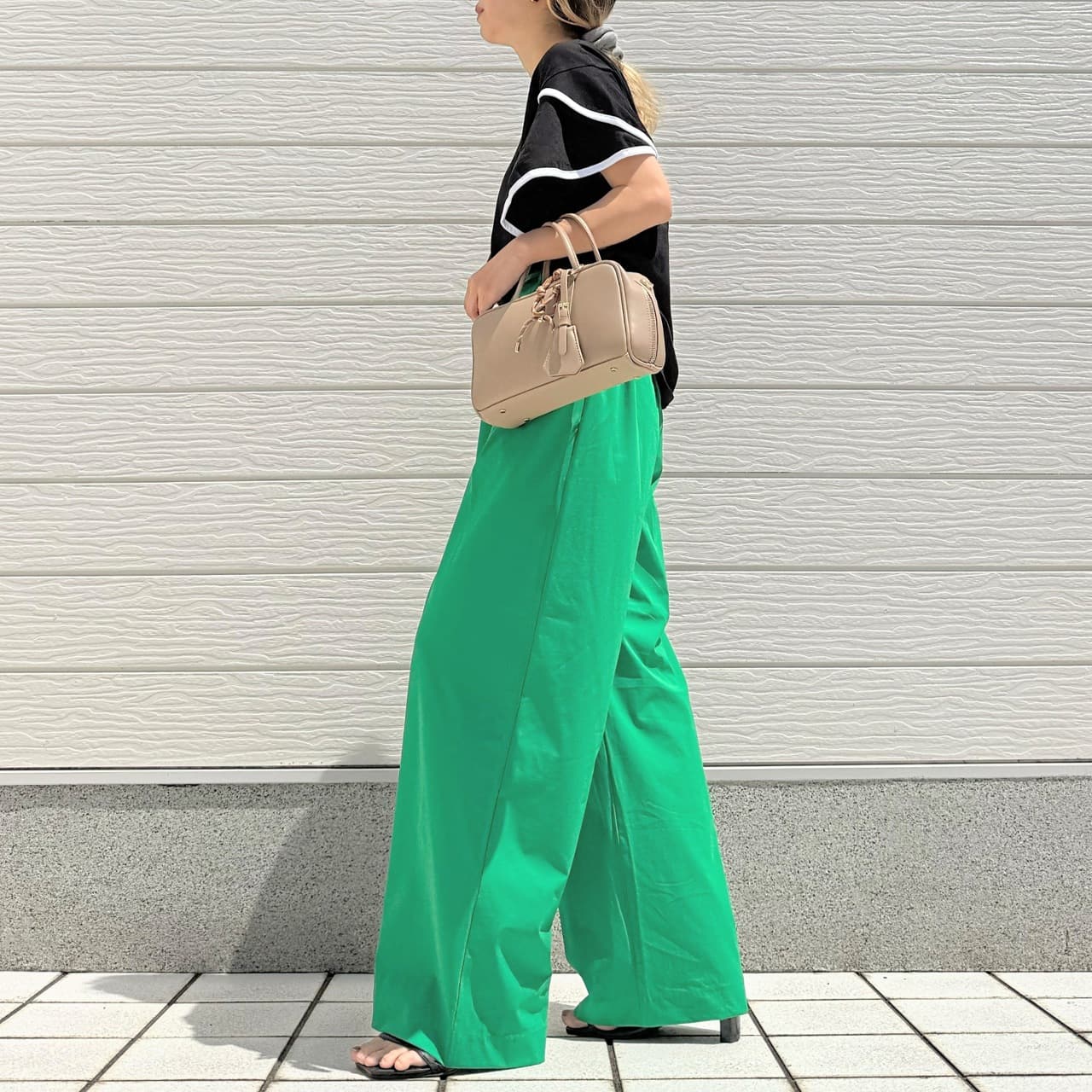 アイスタッチワイドストレートパンツ グリーン Free