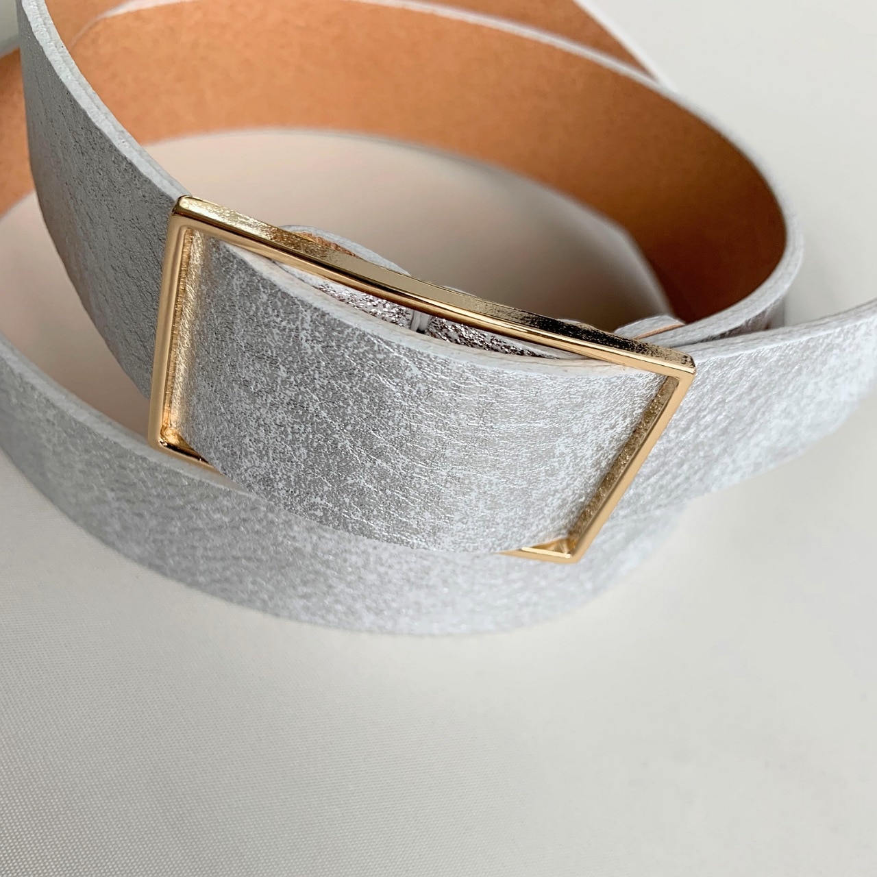 メタリックレザーベルト ブラック Free