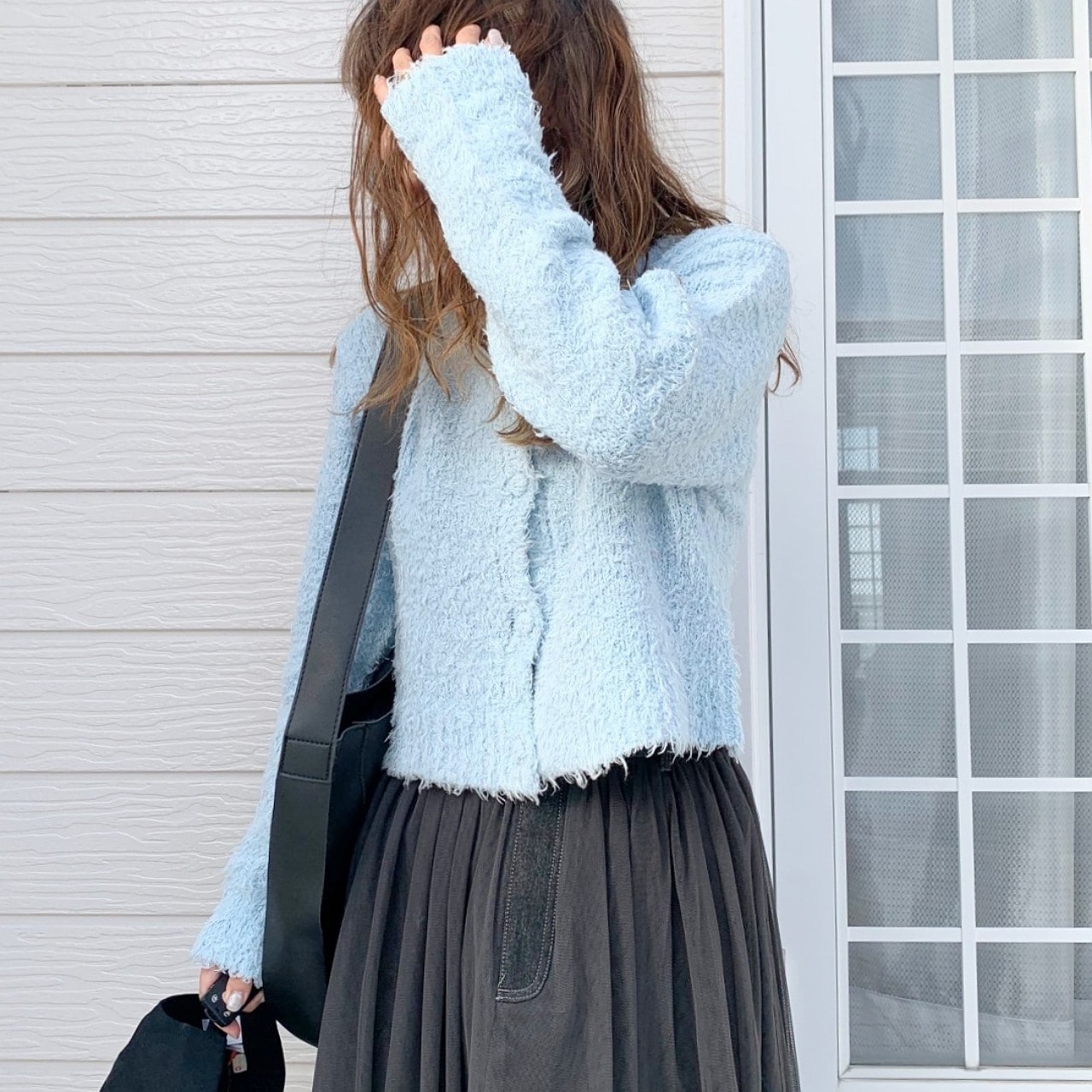 コットンシャギーカーデ ピンク Free