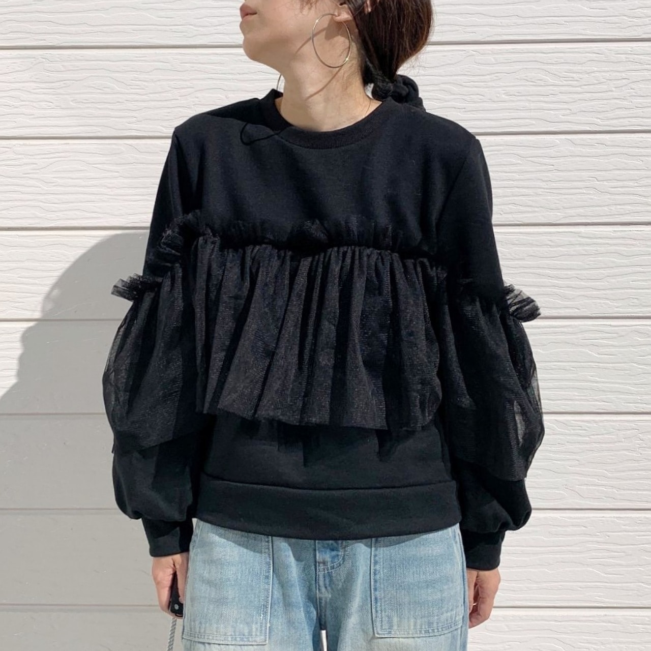 ミニ裏毛フリルトップス ベージュ Free