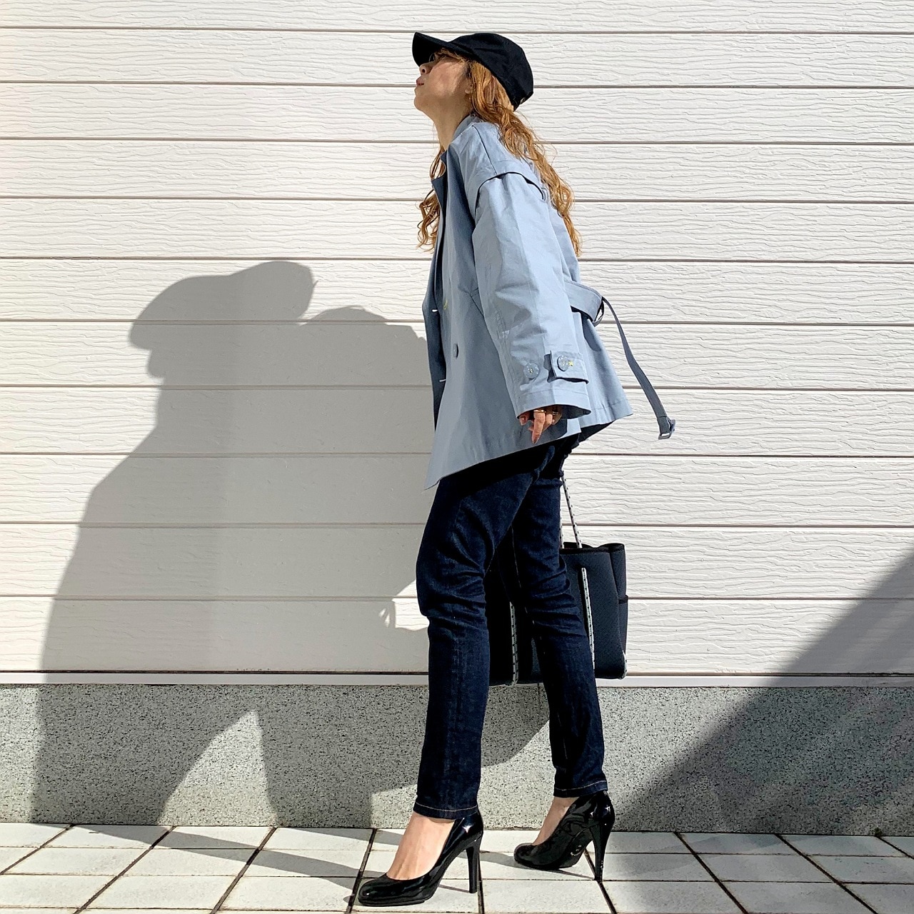 2wayショートトレンチ ブルー Free