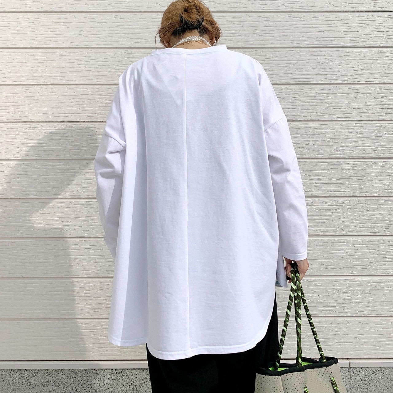 スクエア箔ロンT ホワイト Free