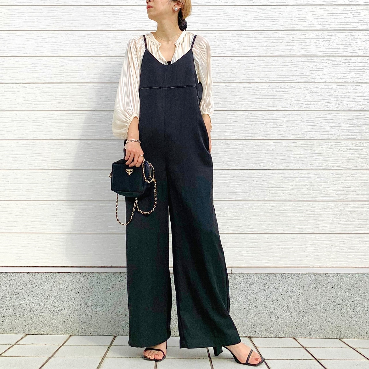 バックフリルキャミサロペット ライトブルー Free