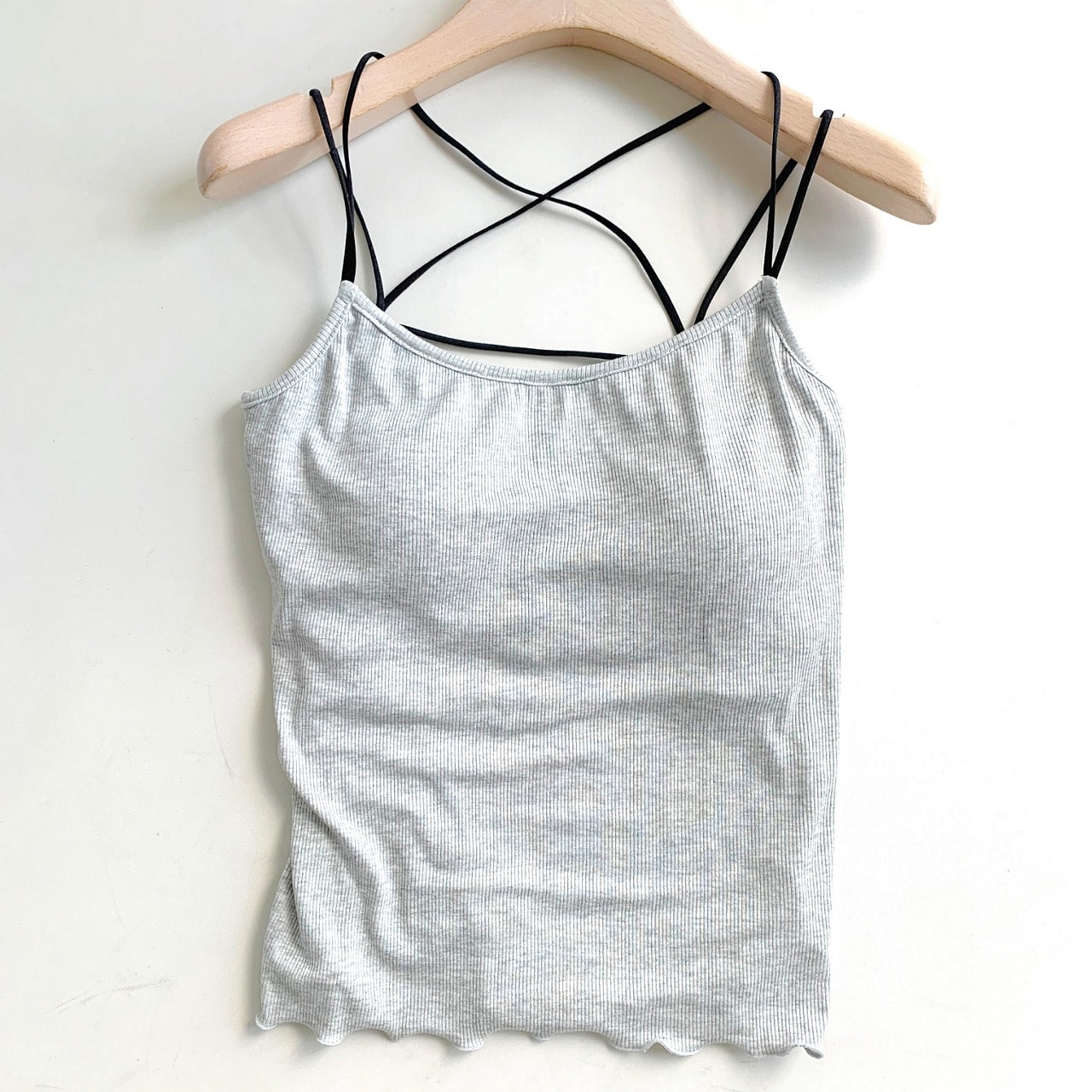 カップ付きバッククロスキャミ イエロー Free