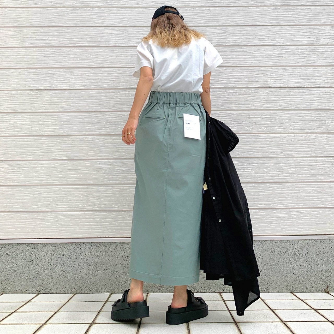 ストレッチタイトスカート グリーン Free