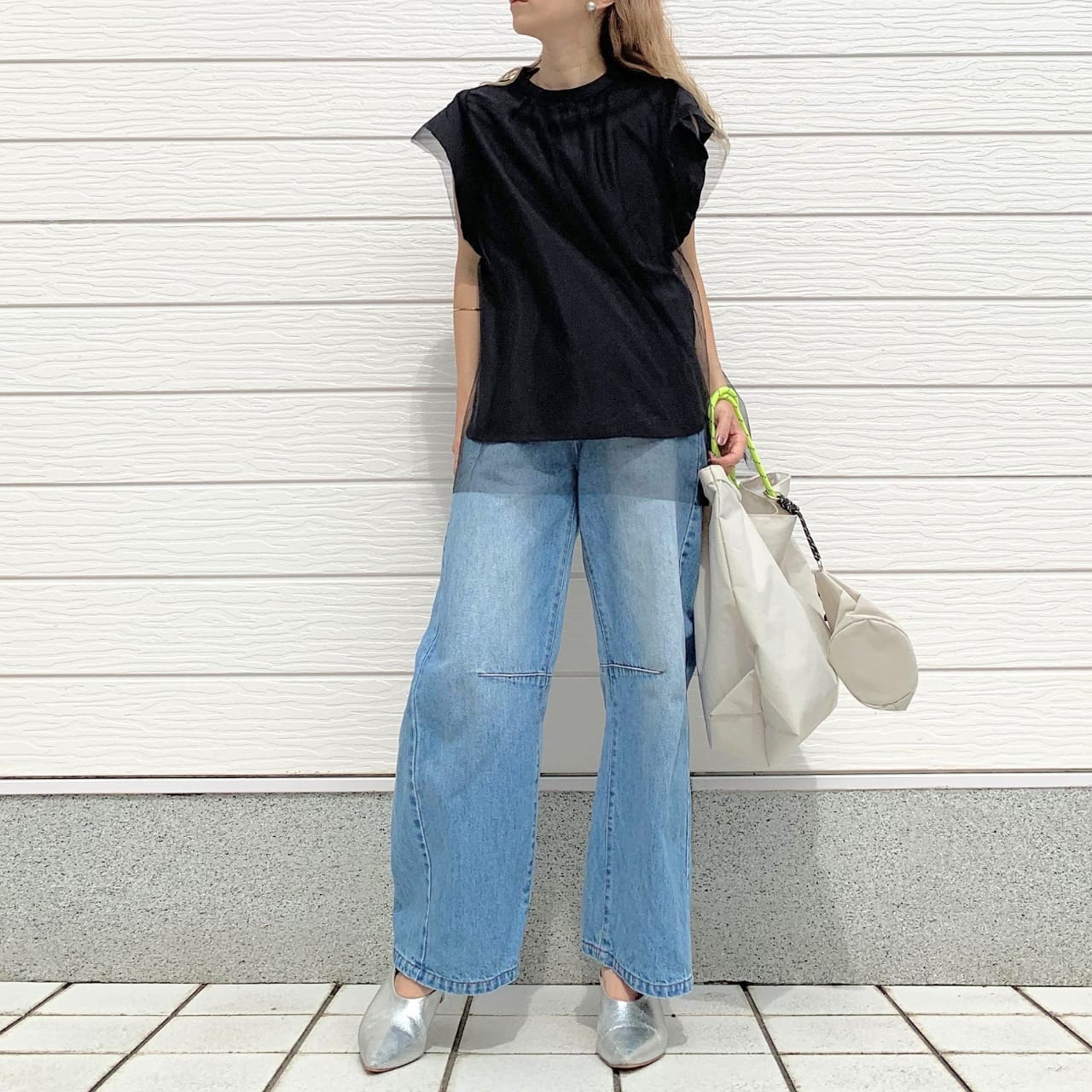 フレアスリーブブラウス ブラック Free