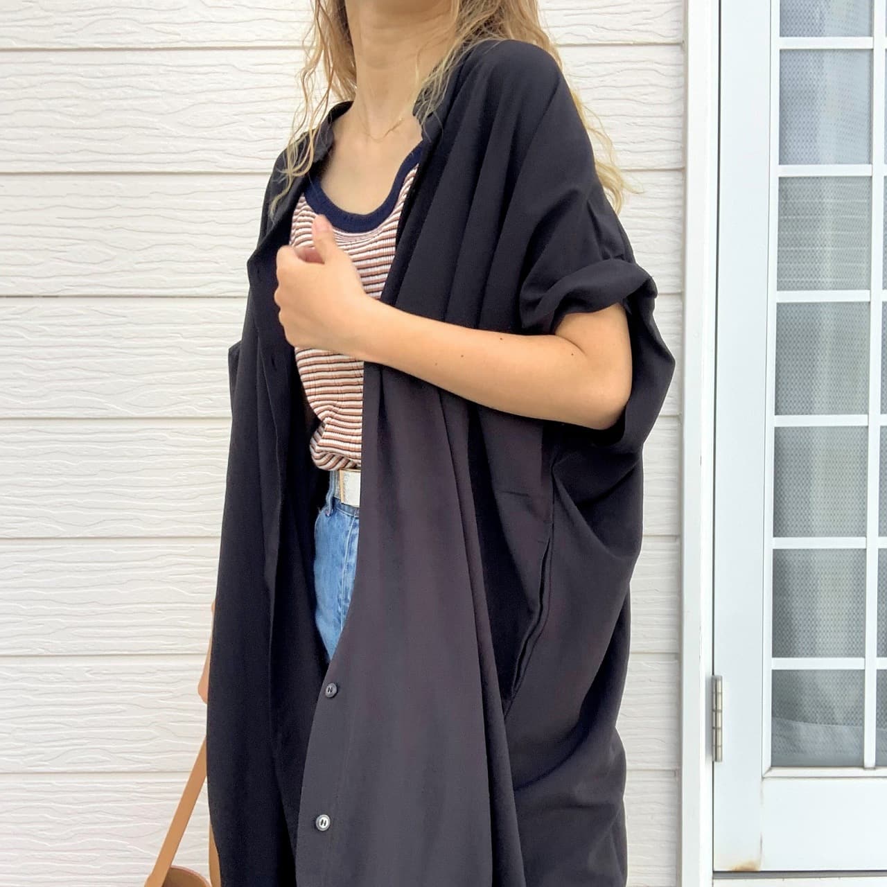 スパンロンルーズワンピース ブラック Free